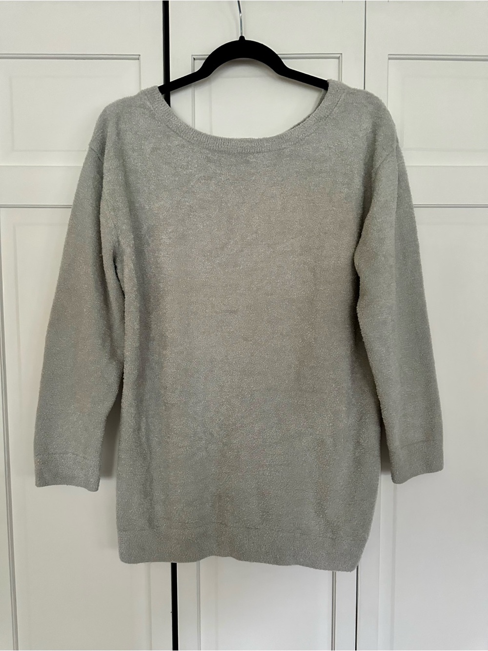 Barefoot Dreams CozyChic Lite with Crisscrossed Back in Light Gray - Medium